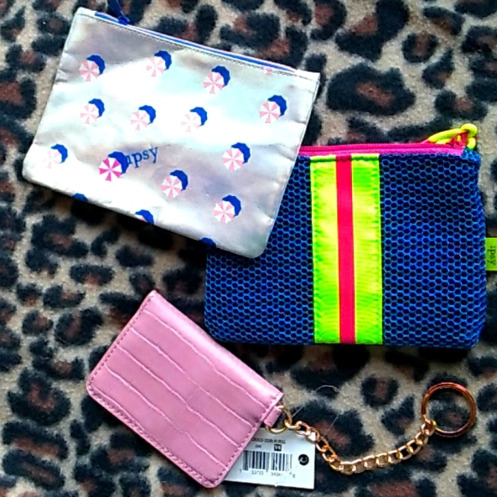 Ipsy  cosmetic bags lot ,  metallic  and mesh blue and pink and also  co…